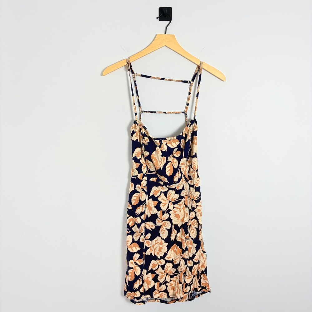 Free People Intimately Bring it Back Floral Open Back Mini Dress Navy Size Large - Picture 3 of 9